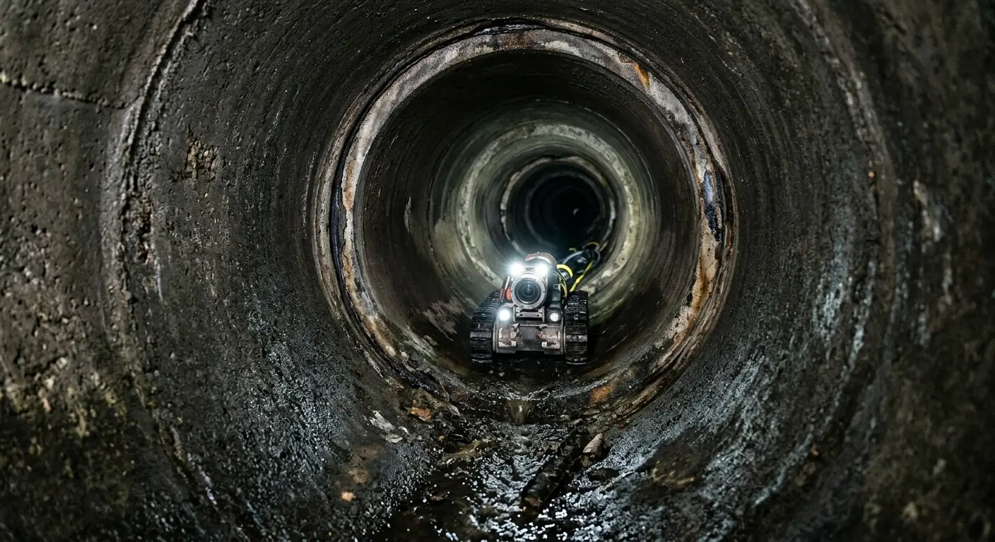 Robotic sewer camera inspecting pipe interior for Sewer Line Repair in East Allen